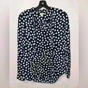 J.Crew Polka Dot Long Sleeve tie neck Blouse size extra small preppy